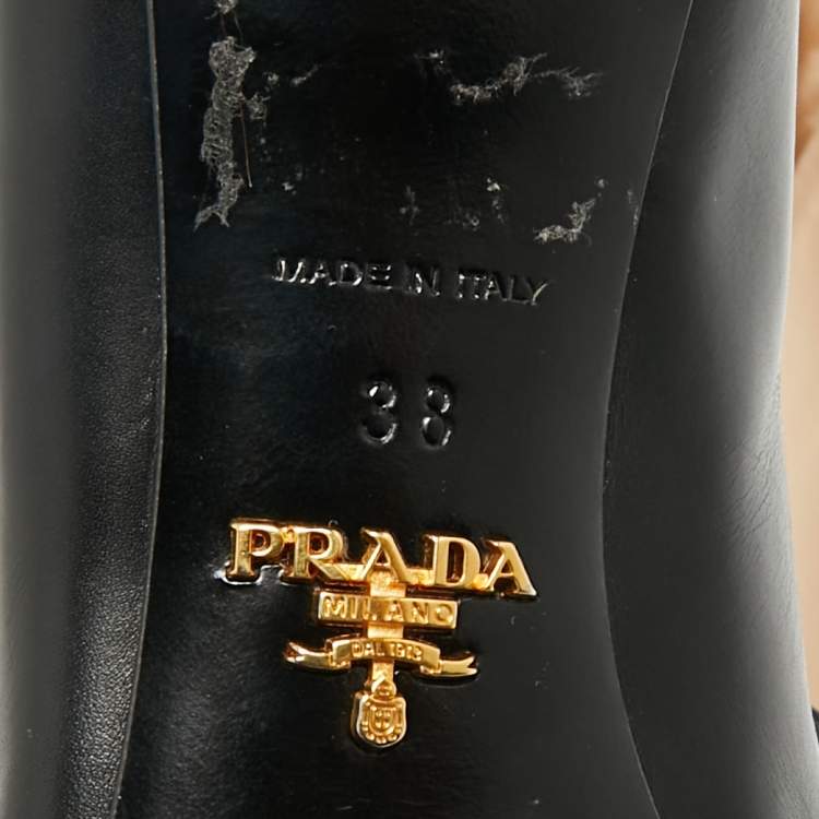 Pre Owned Prada Black Leather Pointed Toe Pumps Size 38