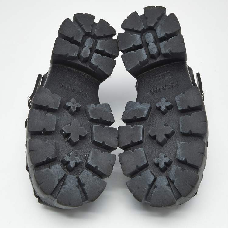 Pre Owned Prada Black Rubber Monolith Platform Sandals Size 37