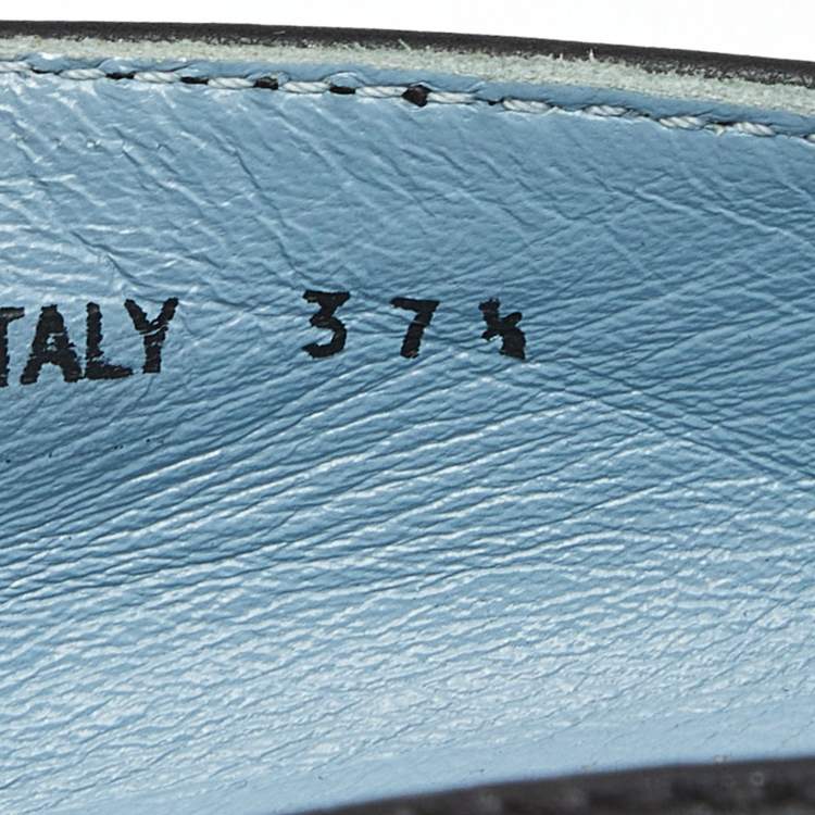 Pre Owned Prada Black Leather Bow Espadrille Flats Size 37.5 