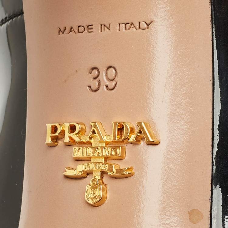 Pre Owned Prada Black Patent Leather Peep Toe Platform Pumps Size 39