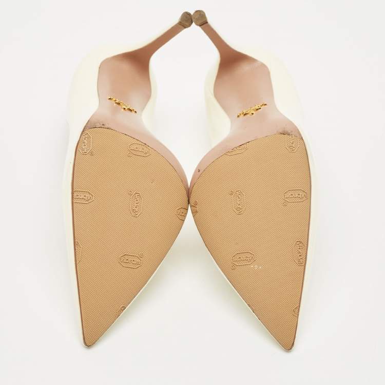 Pre Owned Prada Cream Patent Leather Pointed Toe Pumps Size 41