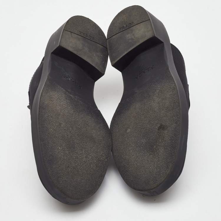 Pre Owned Prada Black Nylon Triangle Logo Loafer Mules Size 36