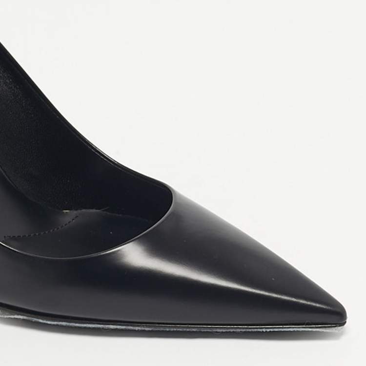 Pre Owned Prada Black Leather Pointed Toe Pumps Size 38