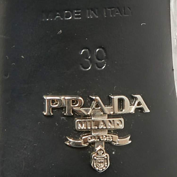 Pre Owned Prada Transparent PVC Logo Print Slide Sandals Size 39