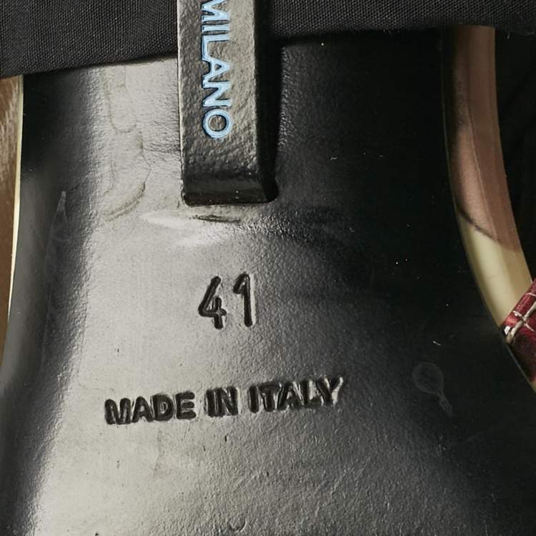 Pre Owned Prada Multicolor Leather and Fabric Bow Slingback Pumps Size 41
