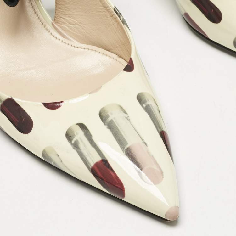 Pre Owned Prada Multicolor Leather and Fabric Bow Slingback Pumps Size 41