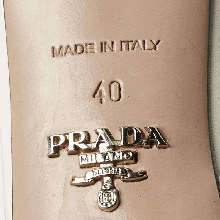 Pre Owned Prada White Leather Bow Pointed Toe Slingback Pumps Size 40