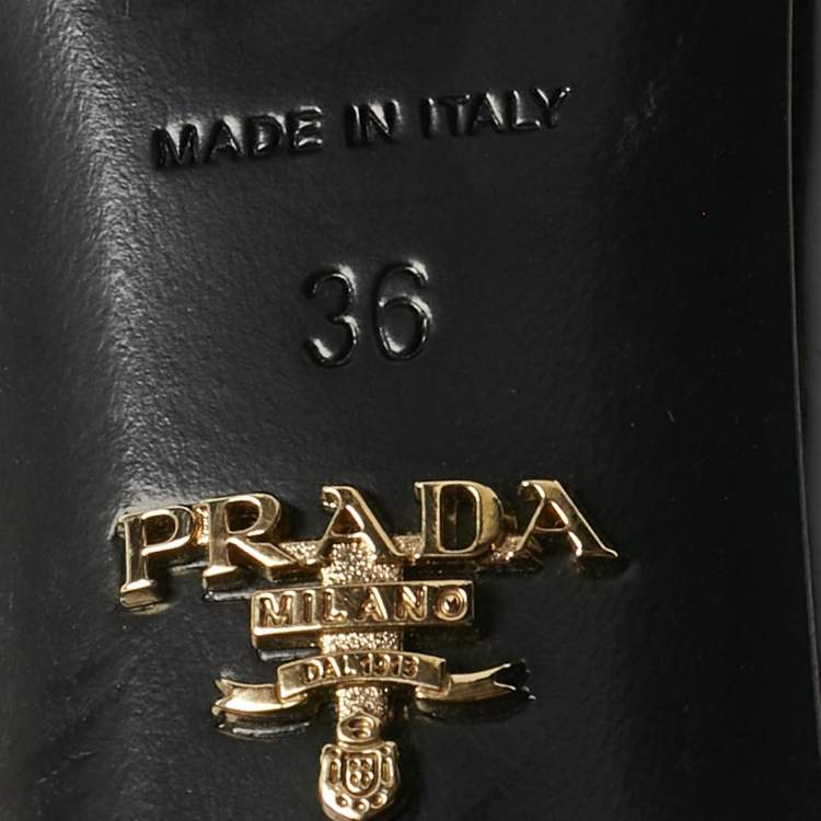 Pre Owned Prada Black Patent Leather Ankle Strap  Pumps Size 36