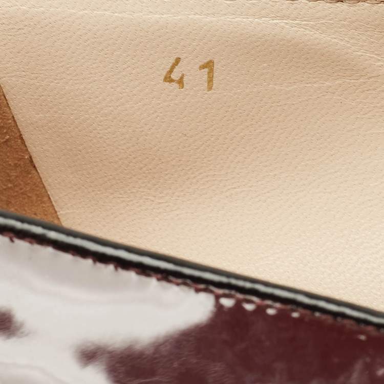 Pre Owned Prada Burgundy Patent Leather Smoking Slippers Size 41