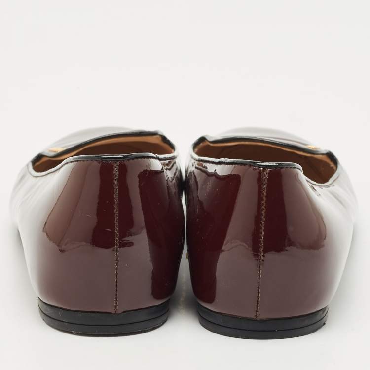 Pre Owned Prada Burgundy Patent Leather Smoking Slippers Size 41