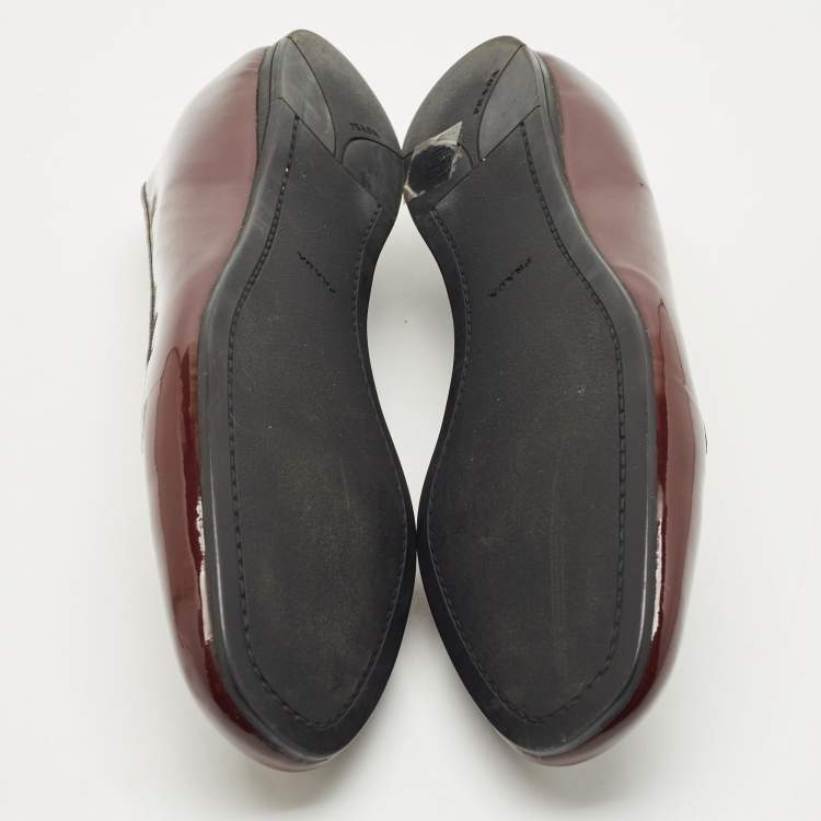 Pre Owned Prada Burgundy Patent Leather Smoking Slippers Size 41