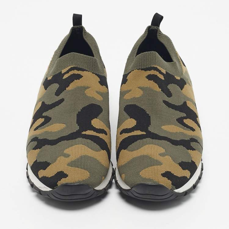 Pre Owned Prada Multicolor Camouflage Fabric Slip On Sneakers Size 38