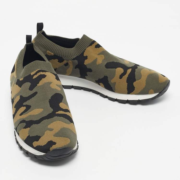 Pre Owned Prada Multicolor Camouflage Fabric Slip On Sneakers Size 38