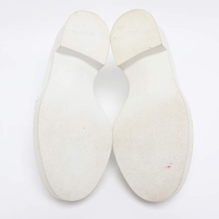 Pre Owned Prada White Leather Slip On Loafers Size 36