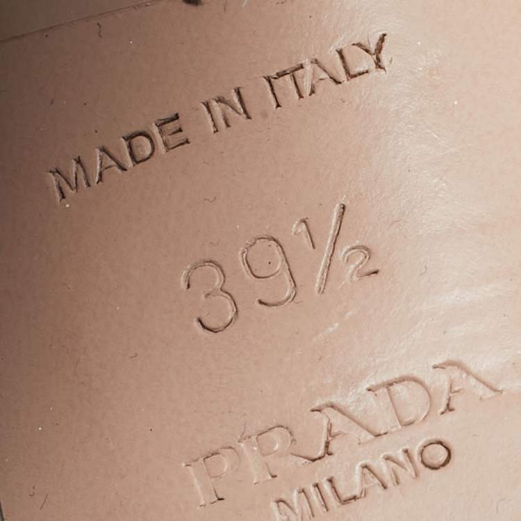 Pre Owned Prada White/Beige Patent Leather Block Heel Slingback Pumps Size 39.5