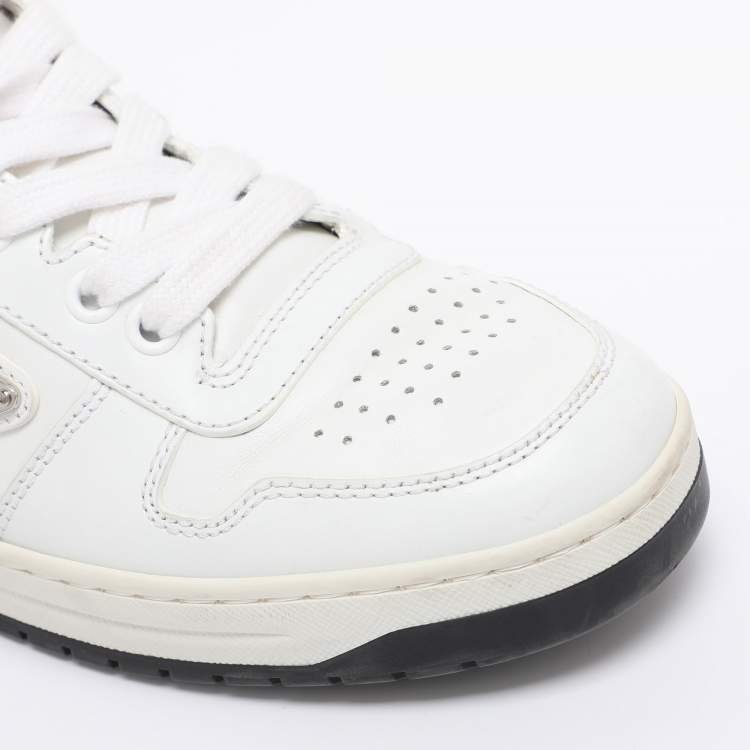 Pre Owned Prada White Leather Downtown Low Top Sneakers Size 37.5