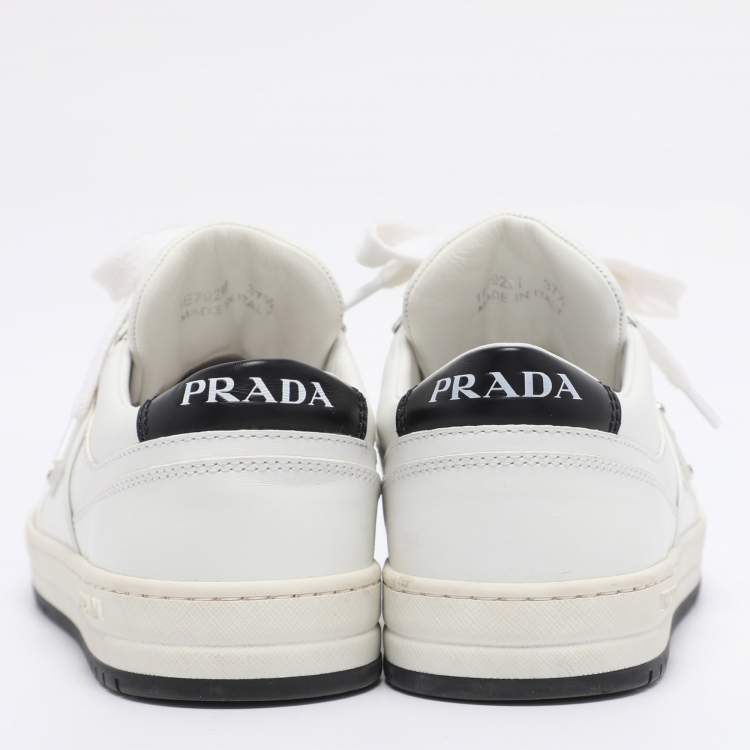Pre Owned Prada White Leather Downtown Low Top Sneakers Size 37.5