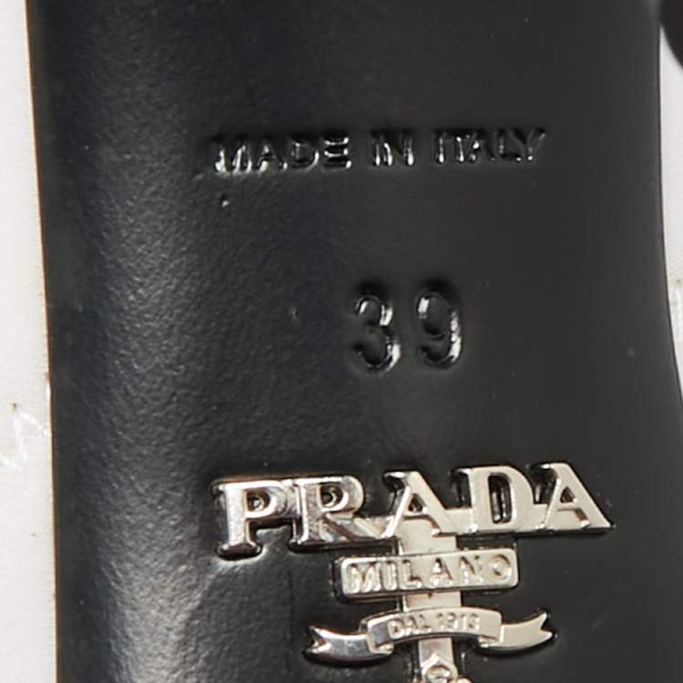 Pre Owned Prada White Stretch Fabric Open Toe Ankle Length Boots Size 39