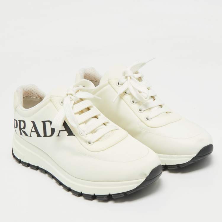 Pre Owned Prada Whiite Nylon Prax 01 Low Top Sneakers Size 39