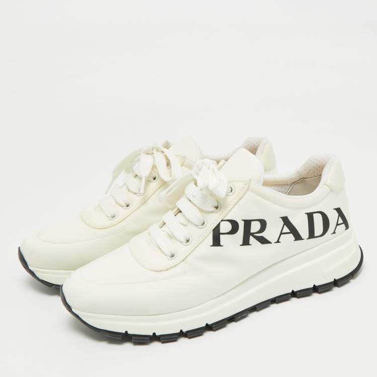 Pre Owned Prada Whiite Nylon Prax 01 Low Top Sneakers Size 39