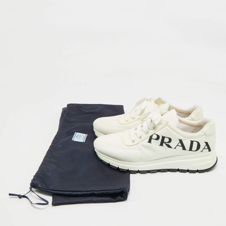 Pre Owned Prada Whiite Nylon Prax 01 Low Top Sneakers Size 39
