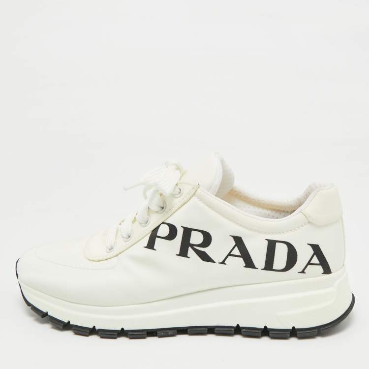 Pre Owned Prada Whiite Nylon Prax 01 Low Top Sneakers Size 39