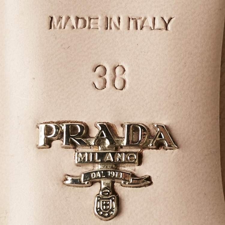Pre Owned Prada Beige Leather Pointed Toe Mary Jane Bow Pumps Size 38