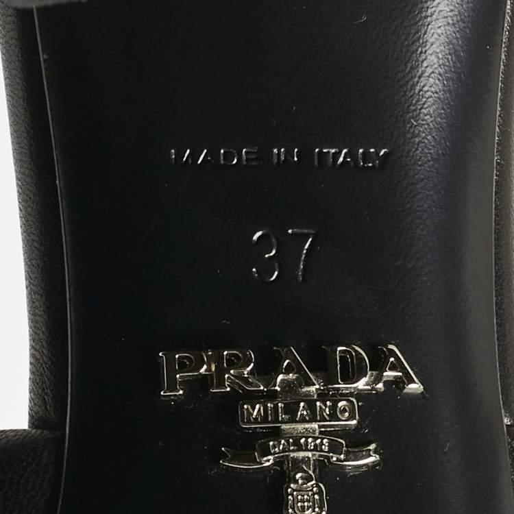 Pre Owned Prada Black Quilted Leather Block-Heel Slide Sandals Size 37