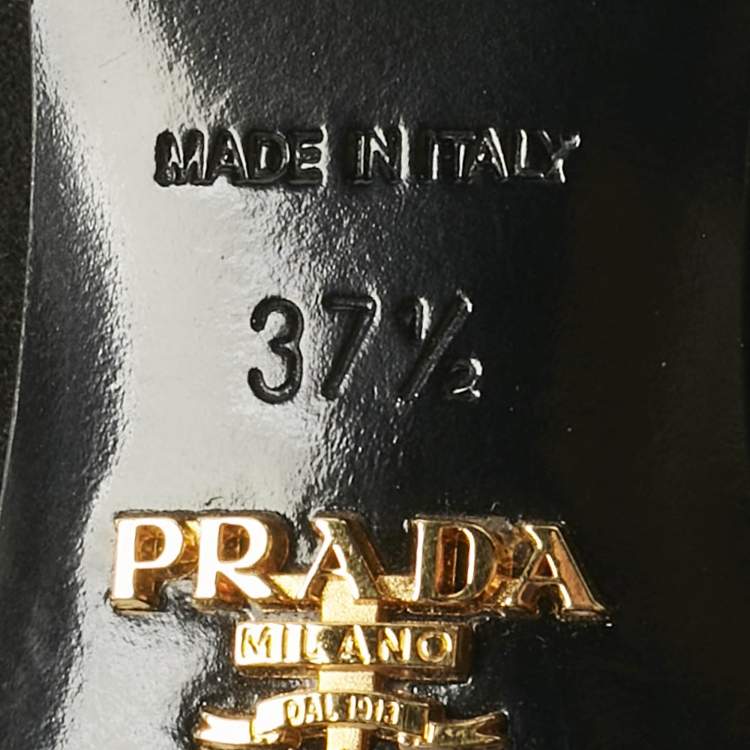 Pre Owned Prada Black Suede Pointed Toe Kitten Heel  Pumps Size 37.5
