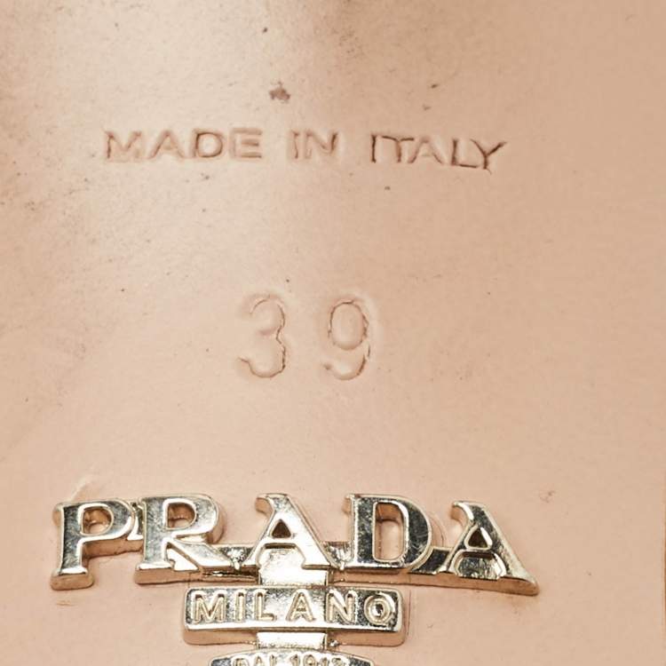 Pre Owned Prada Beige Patent Leather Pointed Toe Slingback Pumps Size 39