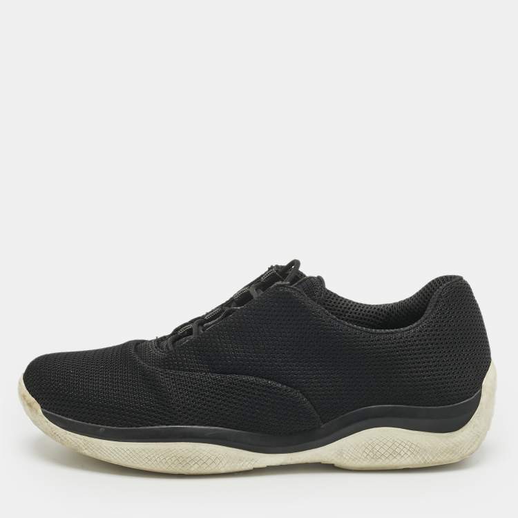 Pre Owned Prada Black Mesh Slip On Sneakers Size 38
