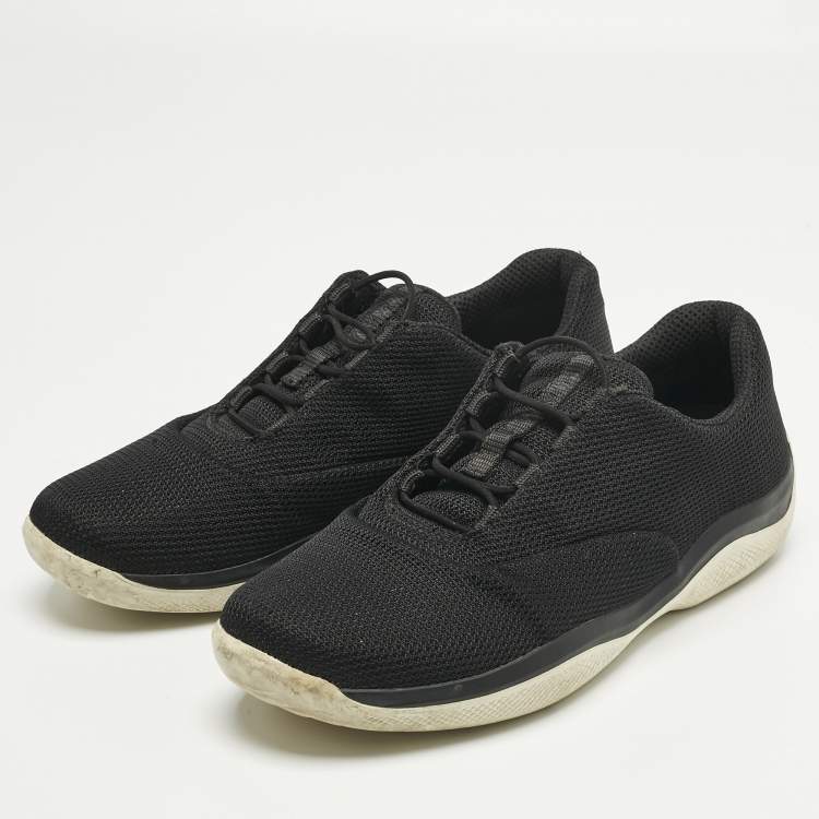 Pre Owned Prada Black Mesh Slip On Sneakers Size 38
