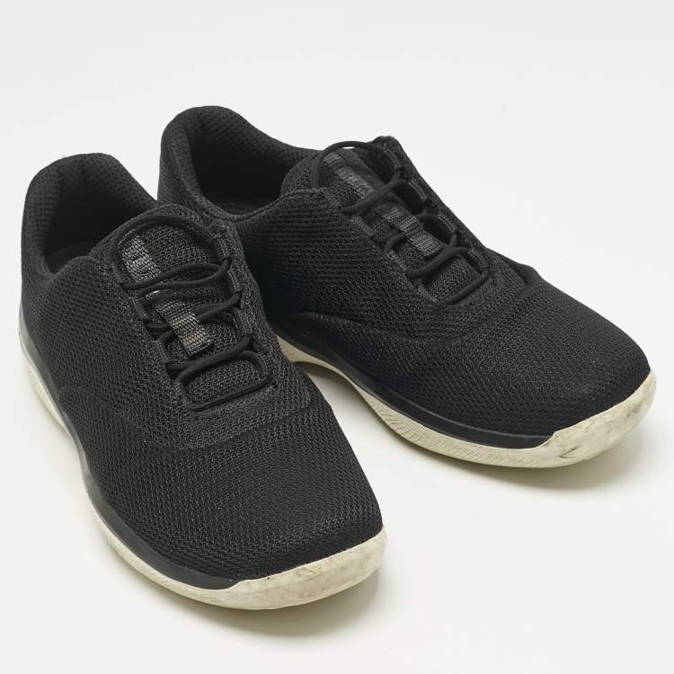 Pre Owned Prada Black Mesh Slip On Sneakers Size 38