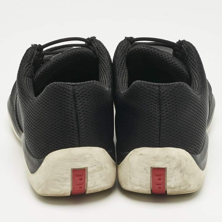 Pre Owned Prada Black Mesh Slip On Sneakers Size 38