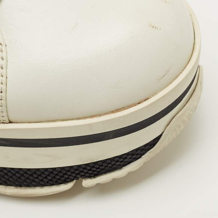 Pre Owned Prada White Leather Linea Rossa Lace Up Sneakers Size 36