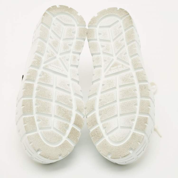 Pre Owned Prada White Re-Nylon Gabardine Double Wheel Sneakers Size 38