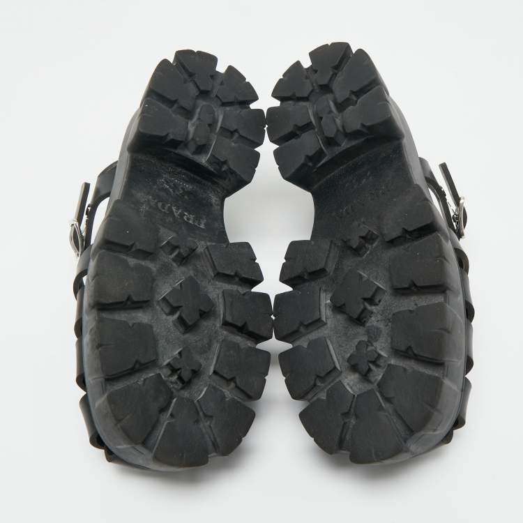 Pre Owned Prada Black Rubber Monolith Platform Sandals Size 39