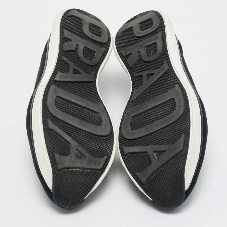 Pre Owned Prada Black Elastic and Neoprene Slip On Sneakers Size 39.5