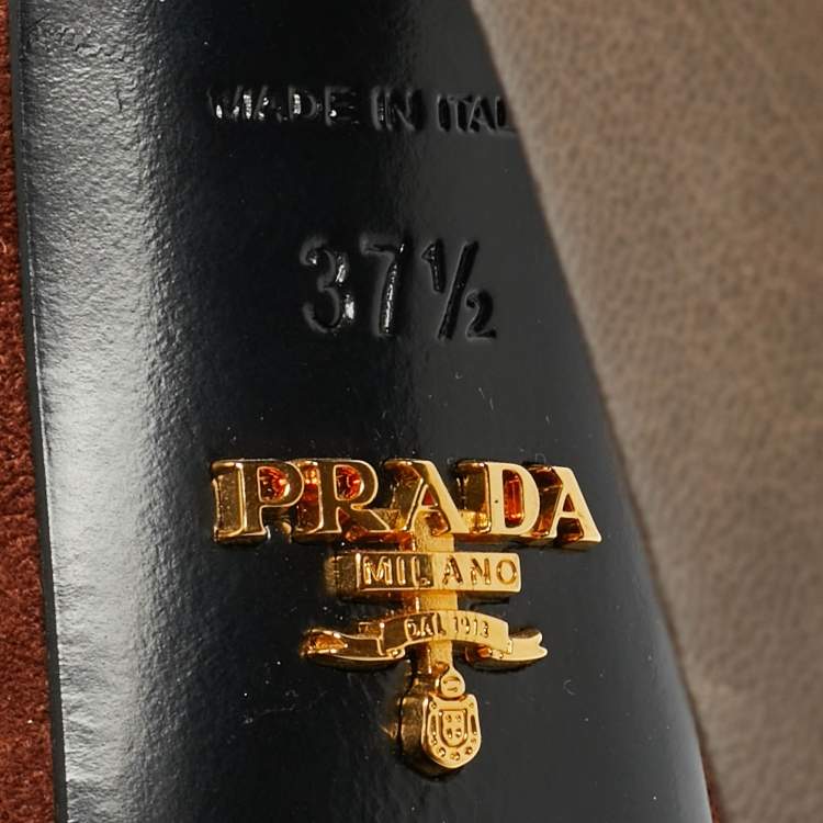 Pre Owned Prada Multicolor Python and Leather Ankle Strap Platform Sandals Size 37.5