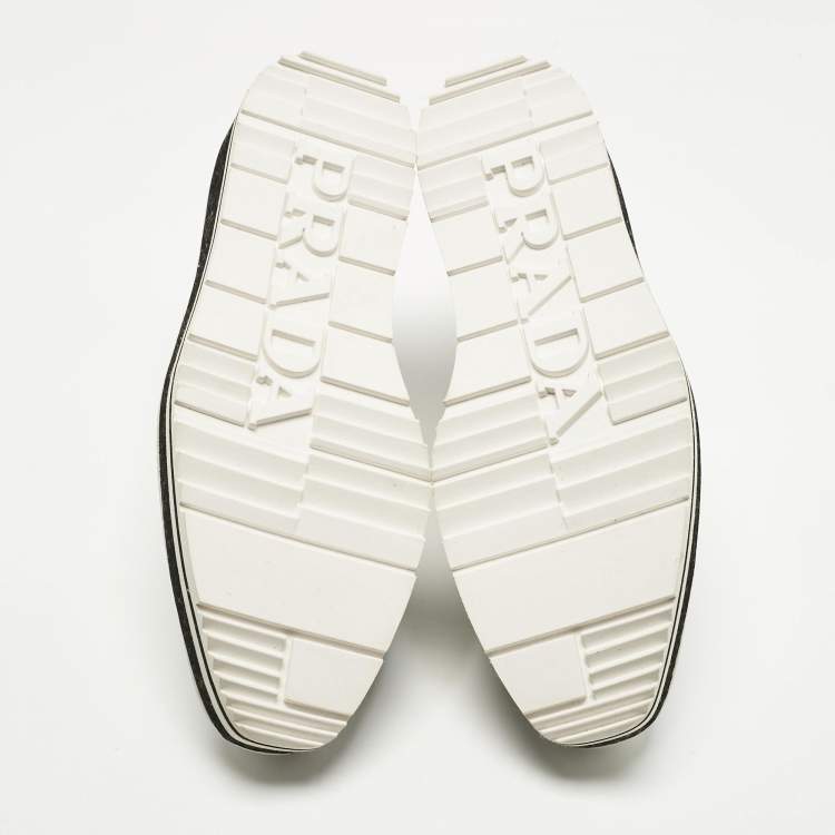 Pre Owned Prada Silver Patent Leather Derby Sneakers Size 37