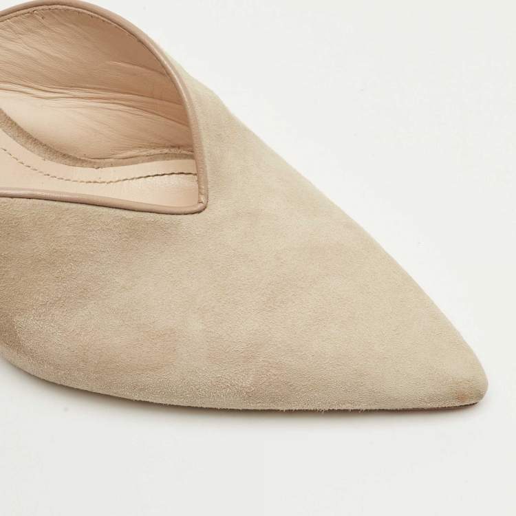 Pre Owned Prada Grey Suede Pointed Toe Mule Sandals Size 38