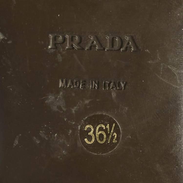 Pre Owned Prada Brown Leather Slingback Sandals Size 36.5