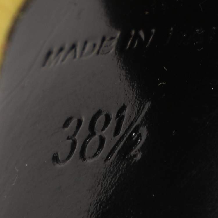 Pre Owned Prada Yellow Crystal Embellished Suede Leather Ankle Cuff Sandals Size 38.5