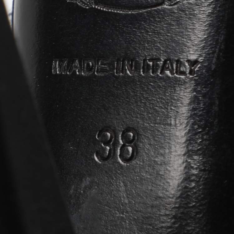 Pre Owned Prada Black Satin Ankle Strap Sandals Size 38