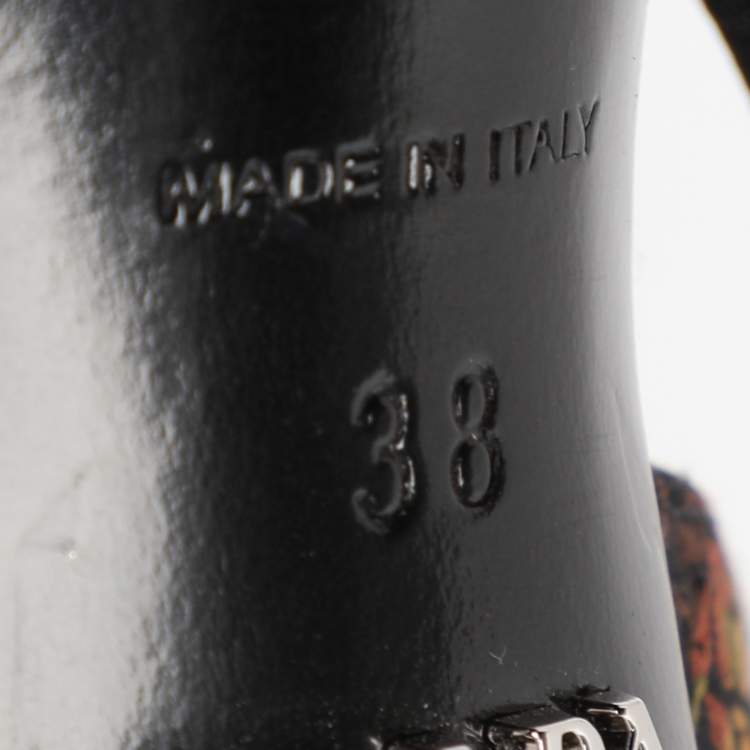 Pre Owned Prada Metallic Floral Embroidered Jacquard Slide Sandals Size 38