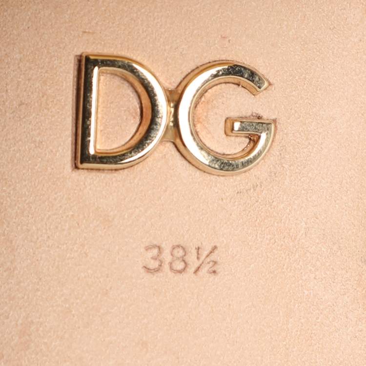 Pre Owned Dolce & Gabbana Pink Patent Leather Crystal Embellished Heel Ankle Strap Sandals Size 38.5