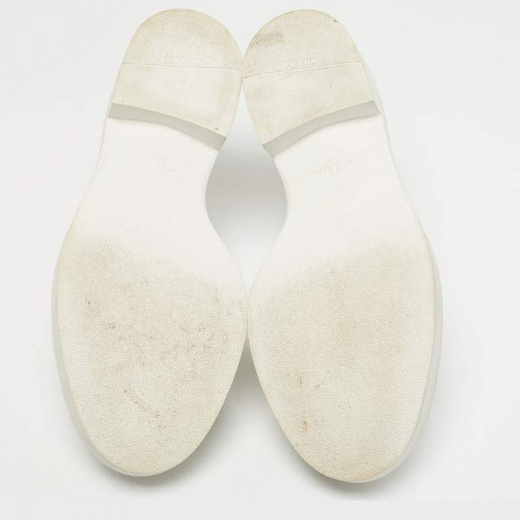 Pre Owned Prada White Leather Monolith Loafers Size 40