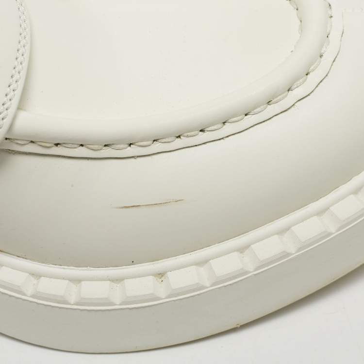 Pre Owned Prada White Leather Monolith Loafers Size 40