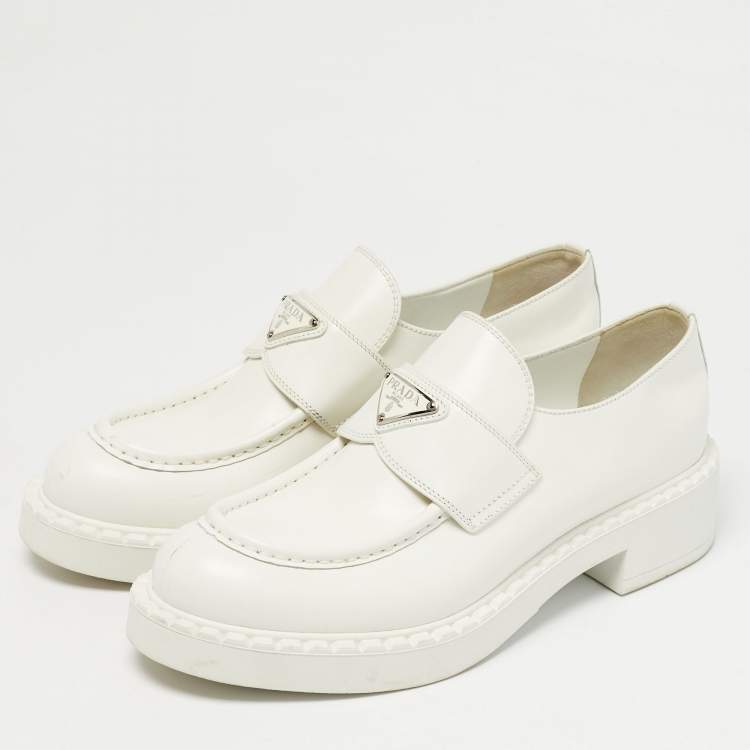 Prada White Leather Monolith Loafers Size 40 Prada | TLC US