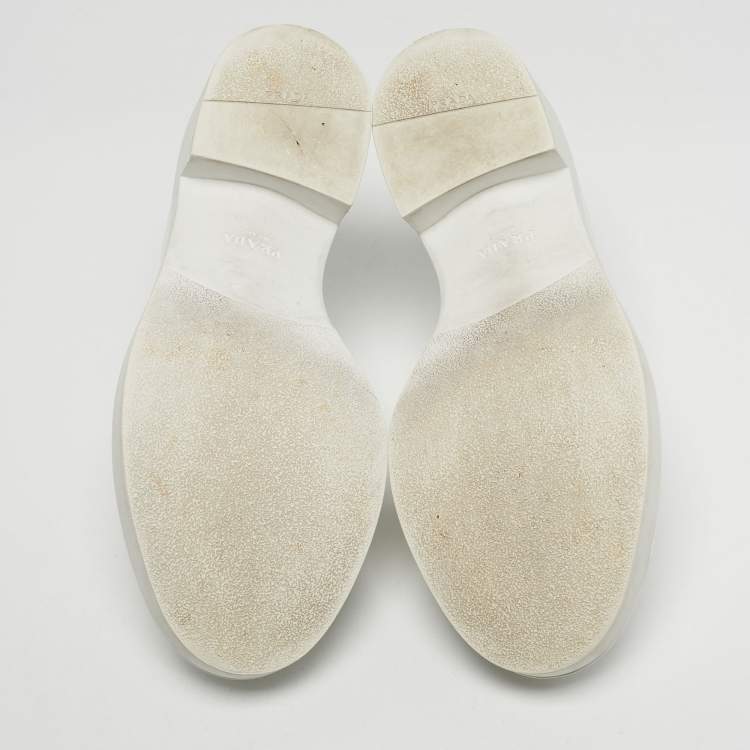 Pre Owned Prada White Leather Slip On Loafers Size 38.5